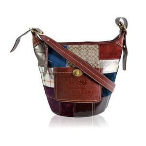 Vintage Coach Holiday Patchwork Leather Crossbody Bag